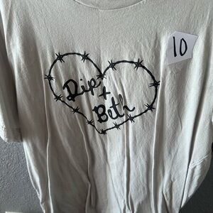 Bella Canvas White Graphic Tee with Black Heart Barbed Wire Design